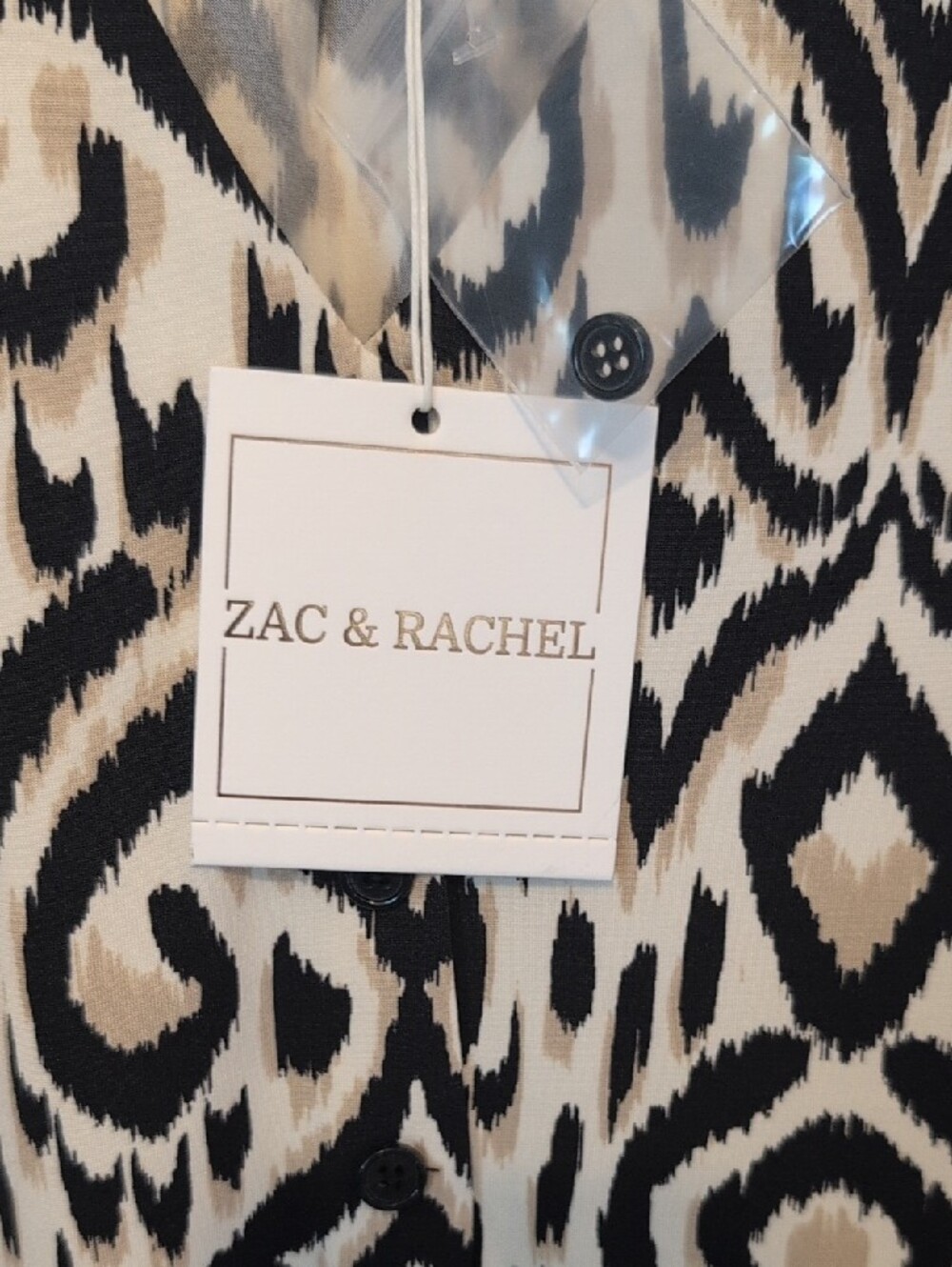 Zac & Rachel Black and White Ikat Print Blouse - Picture 2 of 4